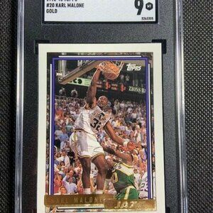 1992-93 Topps GOLD Karl Malone #20 SGC 9 MINT Utah Jazz MVP